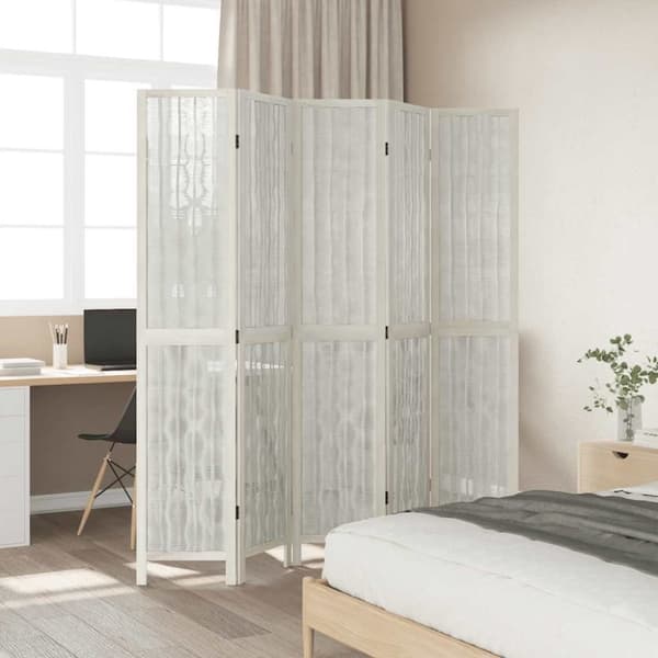 vidaXL Romdeler 5 paneler hvit heltre keisertre