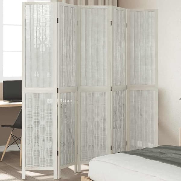vidaXL Romdeler 5 paneler hvit heltre keisertre