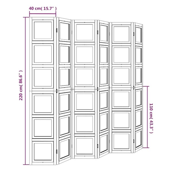 vidaXL Romdeler 6 paneler hvit heltre keisertre
