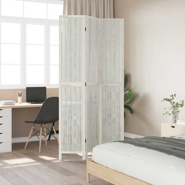 vidaXL Romdeler 3 paneler hvit heltre keisertre