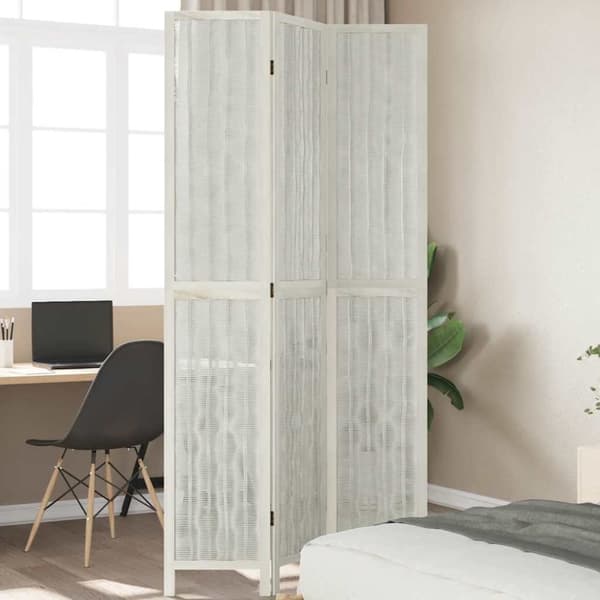 vidaXL Romdeler 3 paneler hvit heltre keisertre