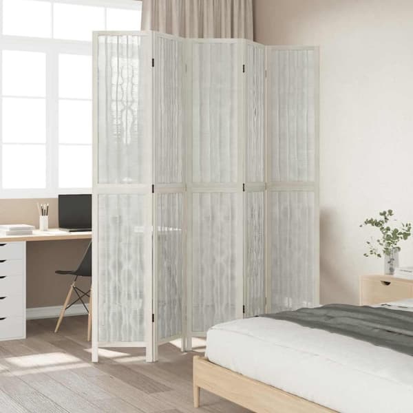 vidaXL Romdeler 5 paneler hvit heltre keisertre