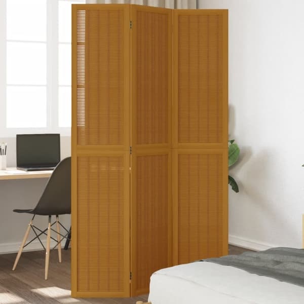 vidaXL Romdeler 3 paneler brun heltre keisertre