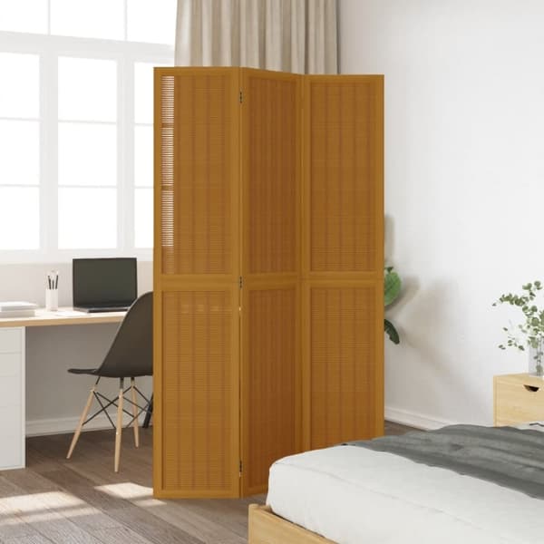 vidaXL Romdeler 3 paneler brun heltre keisertre