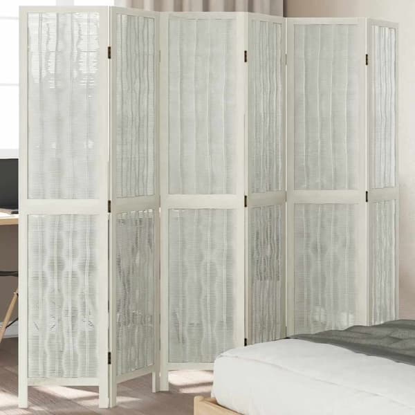 vidaXL Romdeler 6 paneler hvit heltre keisertre