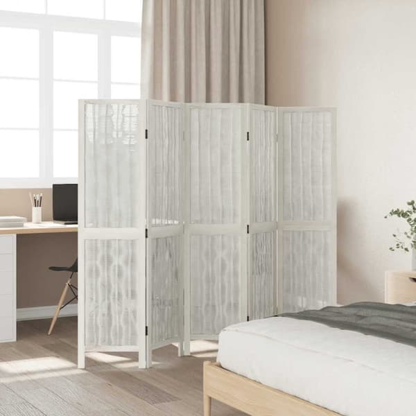 vidaXL Romdeler 5 paneler hvit heltre keisertre