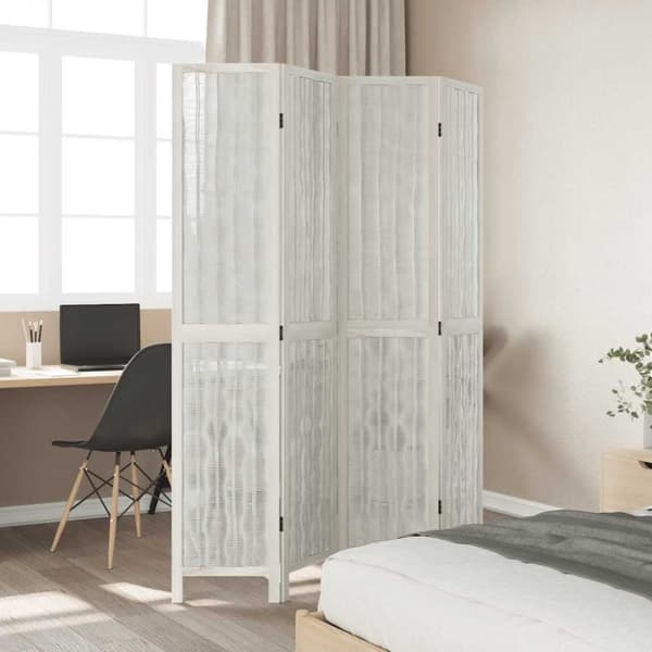vidaXL Romdeler 4 paneler hvit heltre keisertre