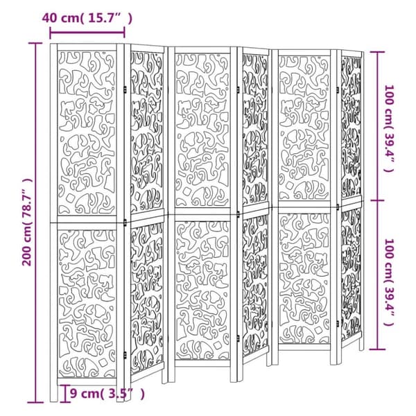 vidaXL Romdeler 6 paneler hvit heltre keisertre