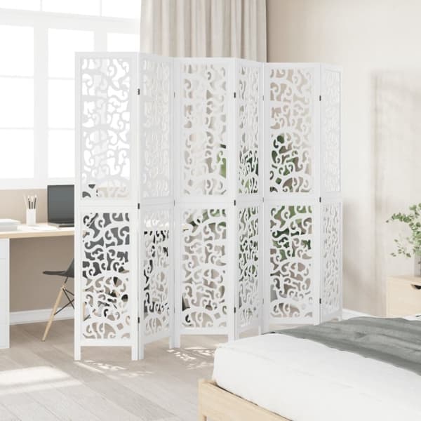 vidaXL Romdeler 6 paneler hvit heltre keisertre