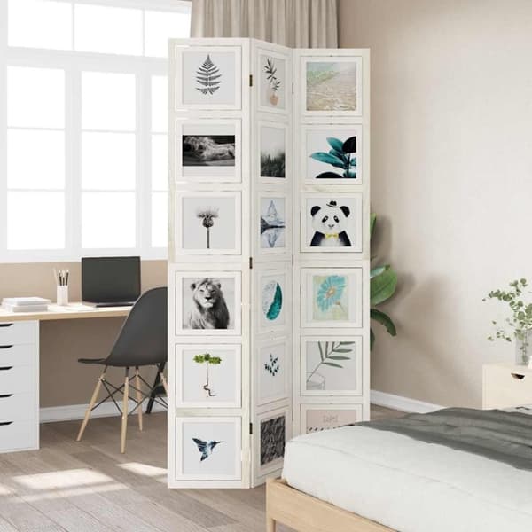 vidaXL Romdeler 3 paneler hvit heltre keisertre