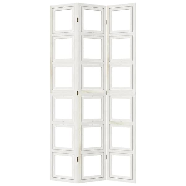 vidaXL Romdeler 3 paneler hvit heltre keisertre