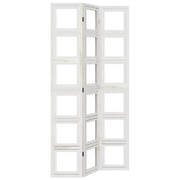vidaXL Romdeler 3 paneler hvit heltre keisertre