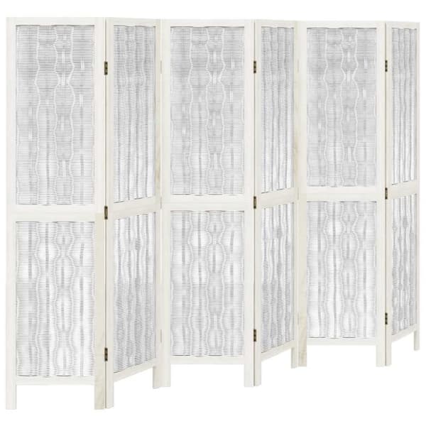 vidaXL Romdeler 6 paneler hvit heltre keisertre