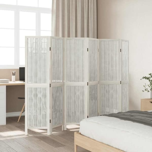 vidaXL Romdeler 6 paneler hvit heltre keisertre
