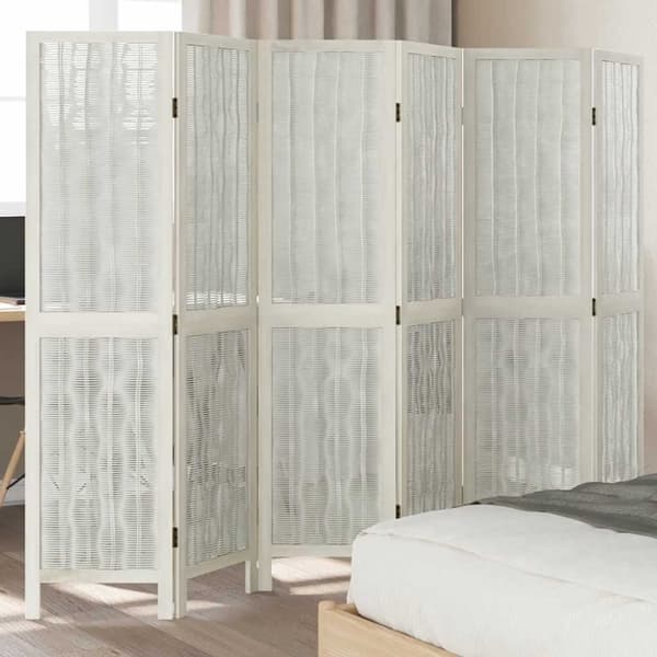 vidaXL Romdeler 6 paneler hvit heltre keisertre