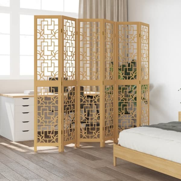 vidaXL rumdeler 6 paneler massivt kejsertræ brun