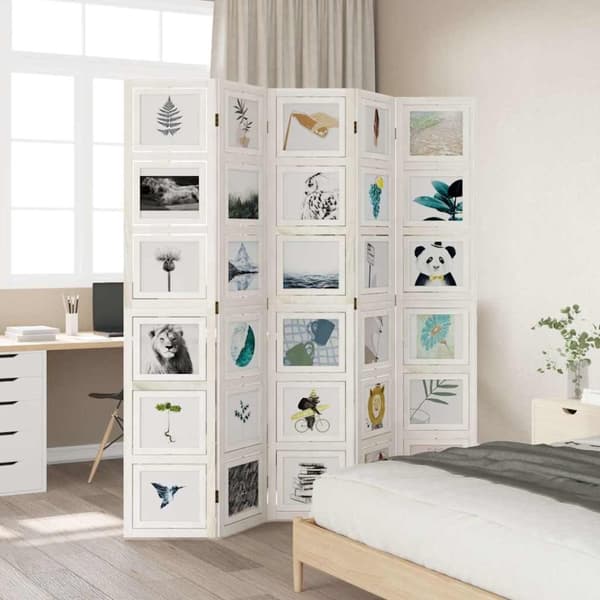 vidaXL Romdeler 5 paneler hvit heltre keisertre
