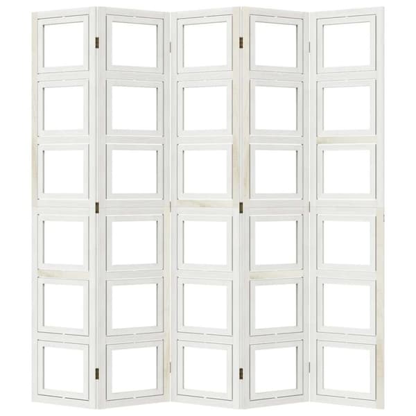 vidaXL Romdeler 5 paneler hvit heltre keisertre