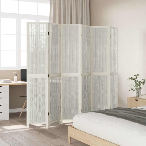 vidaXL Romdeler 6 paneler hvit heltre keisertre