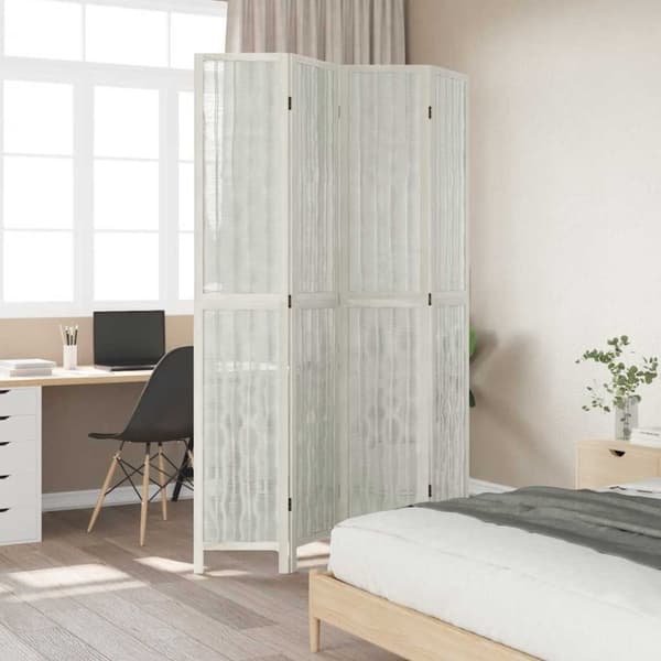 vidaXL Romdeler 4 paneler hvit heltre keisertre