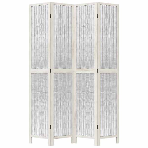 vidaXL Romdeler 4 paneler hvit heltre keisertre