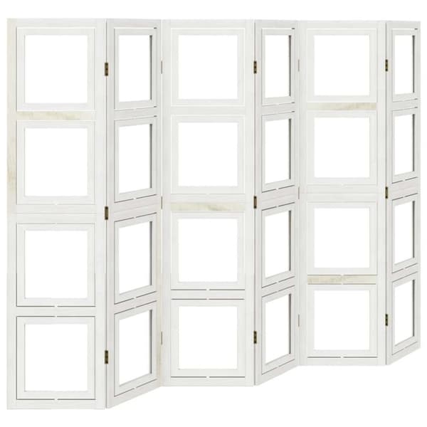 vidaXL Romdeler 6 paneler hvit heltre keisertre