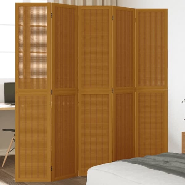 vidaXL Romdeler 5 paneler brun heltre keisertre