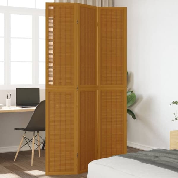 vidaXL Romdeler 3 paneler brun heltre keisertre