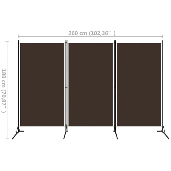 vidaXL 3-panels rumdeler 260 x 180 cm brun - Rumdelere