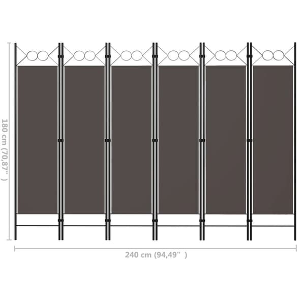 vidaXL 6-panels rumdeler 240 x 180 cm antracitgrå -  Rumdelere
