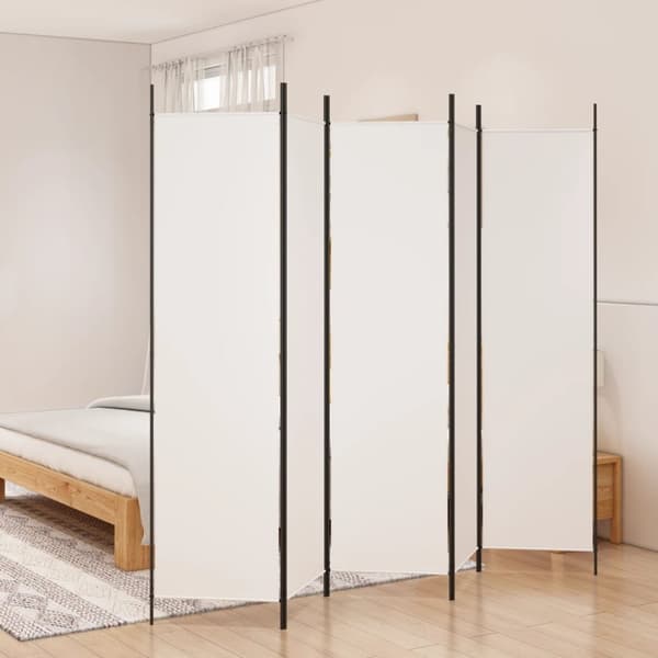 vidaXL 5-panels rumdeler 250x200 cm stof hvid -  Rumdelere