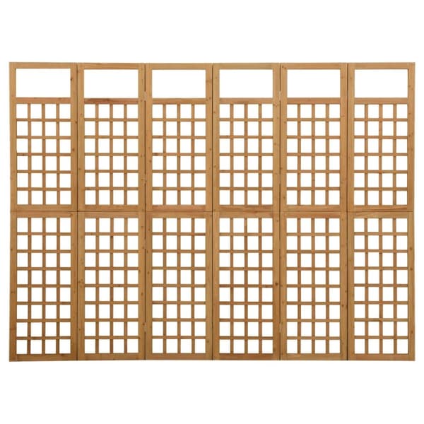 vidaXL 6-panels rumdeler/espalier 242,5x180 cm massivt grantræ - Rumdelere