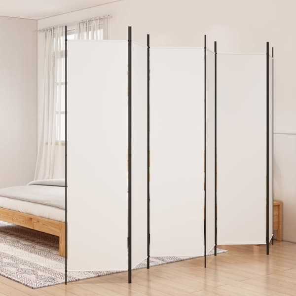 vidaXL 6-panels rumdeler 300x200 cm stof hvid -  Rumdelere