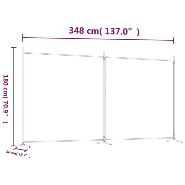 vidaXL 2-panels rumdeler 348x180 cm stof brun -  Rumdelere