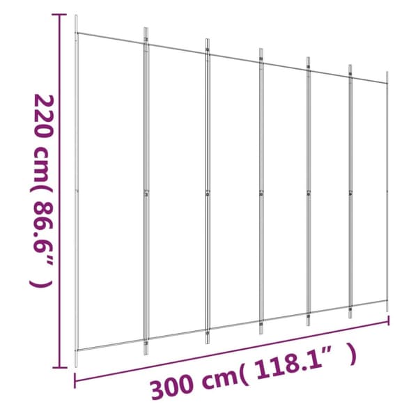 vidaXL 6-panels rumdeler 300x220 cm stof sort -  Rumdelere