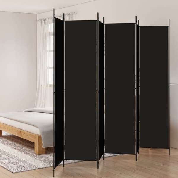 vidaXL 6-panels rumdeler 300x220 cm stof sort -  Rumdelere