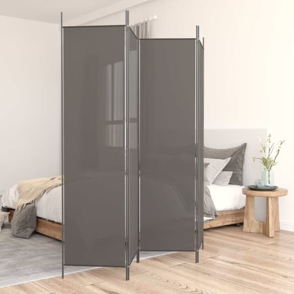vidaXL 4-panels rumdeler 200x200 cm stof antracitgrå -  Rumdelere