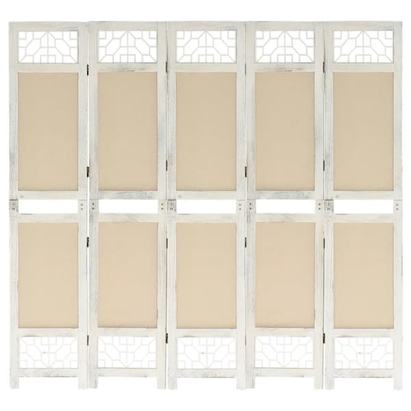 vidaXL 5-panels rumdeler 175x165 cm stof cremefarvet -  Rumdelere