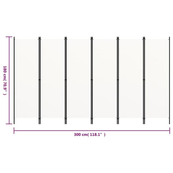 vidaXL 6-panels rumdeler 300 x 180 cm hvid - Rumdelere