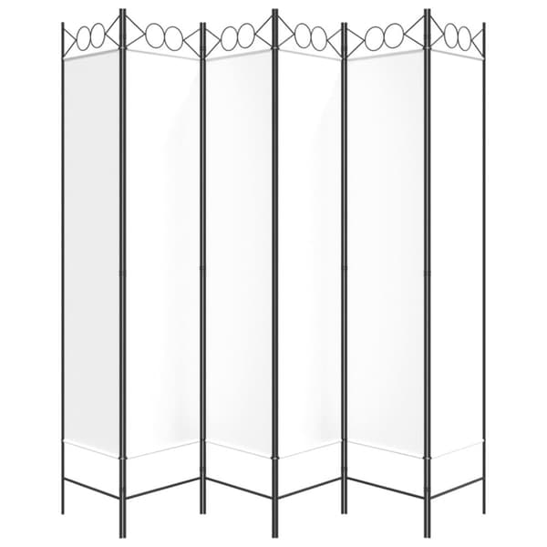 vidaXL 6-panels rumdeler 240x200 cm stof hvid - Rumdelere