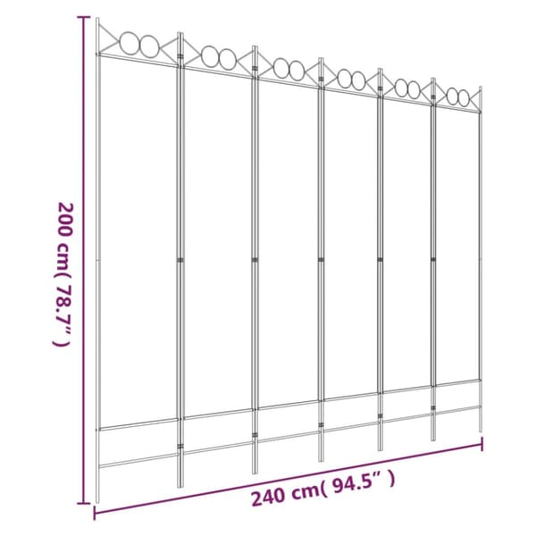 vidaXL 6-panels rumdeler 240x200 cm stof hvid - Rumdelere