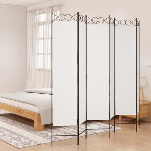 vidaXL 6-panels rumdeler 240x200 cm stof hvid - Rumdelere