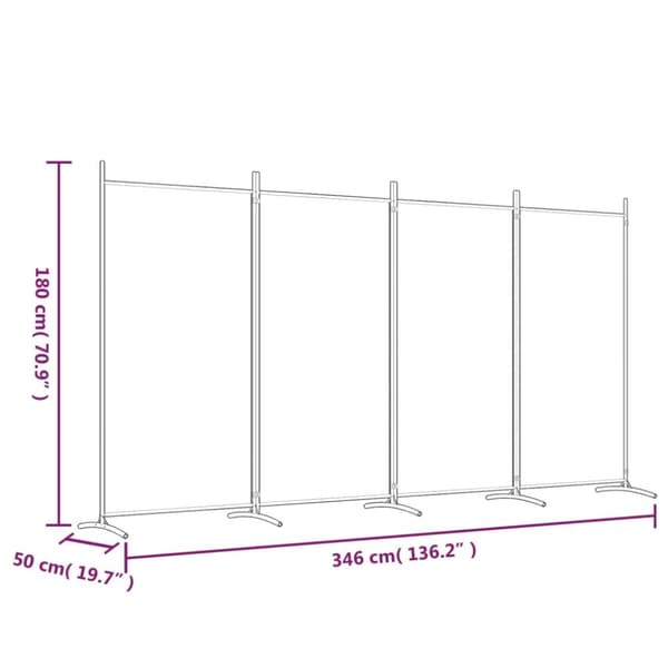 vidaXL 4-panels rumdeler 346x180 cm stof hvid -  Rumdelere