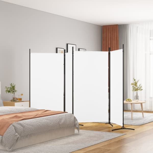 vidaXL 4-panels rumdeler 346x180 cm stof hvid -  Rumdelere