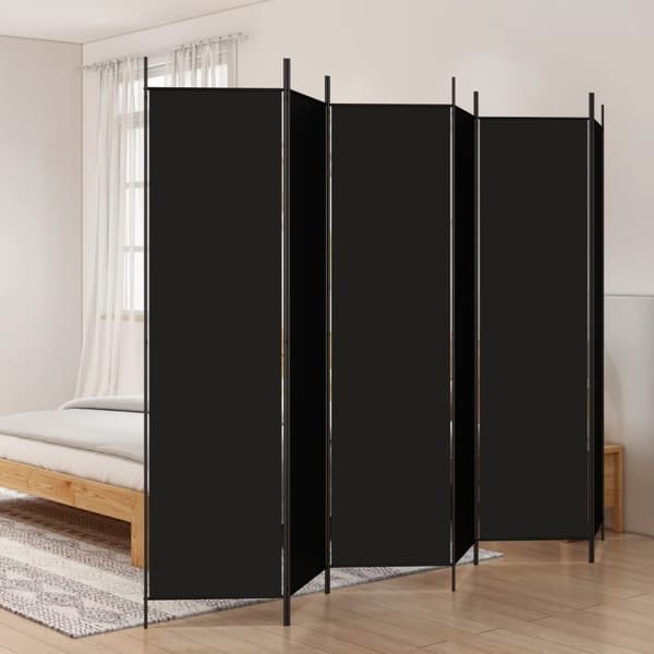 vidaXL 6-panels rumdeler 300x200 cm stof sort - Rumdelere