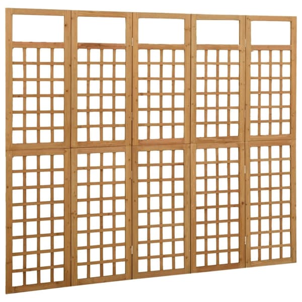 vidaXL 5-panels rumdeler/espalier 201,5x180 cm massivt grantræ -  Rumdelere