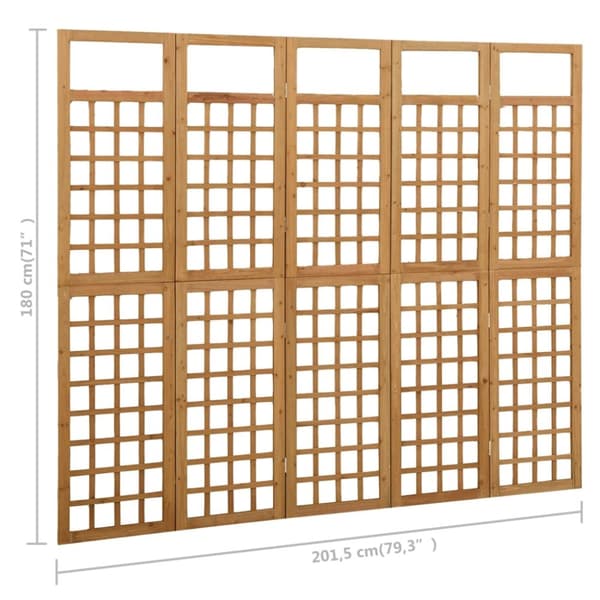 vidaXL 5-panels rumdeler/espalier 201,5x180 cm massivt grantræ -  Rumdelere