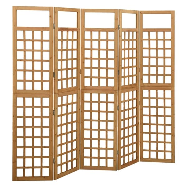 vidaXL 5-panels rumdeler/espalier 201,5x180 cm massivt grantræ -  Rumdelere