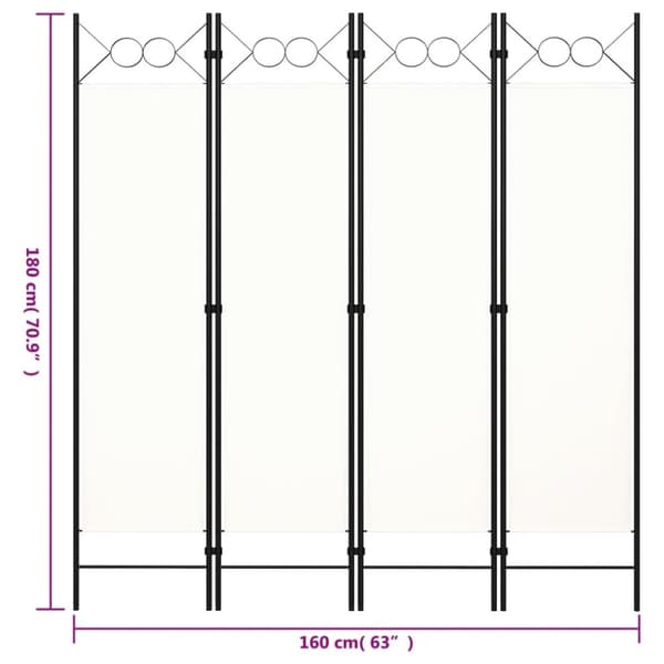vidaXL 4-panels rumdeler 160x180 cm cremehvid -  Rumdelere