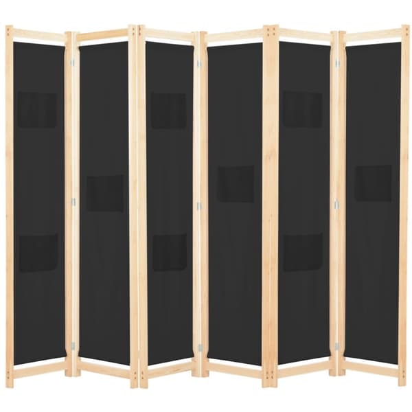 vidaXL 6-panels rumdeler 240 x 170 x 4 cm stof sort -  Rumdelere